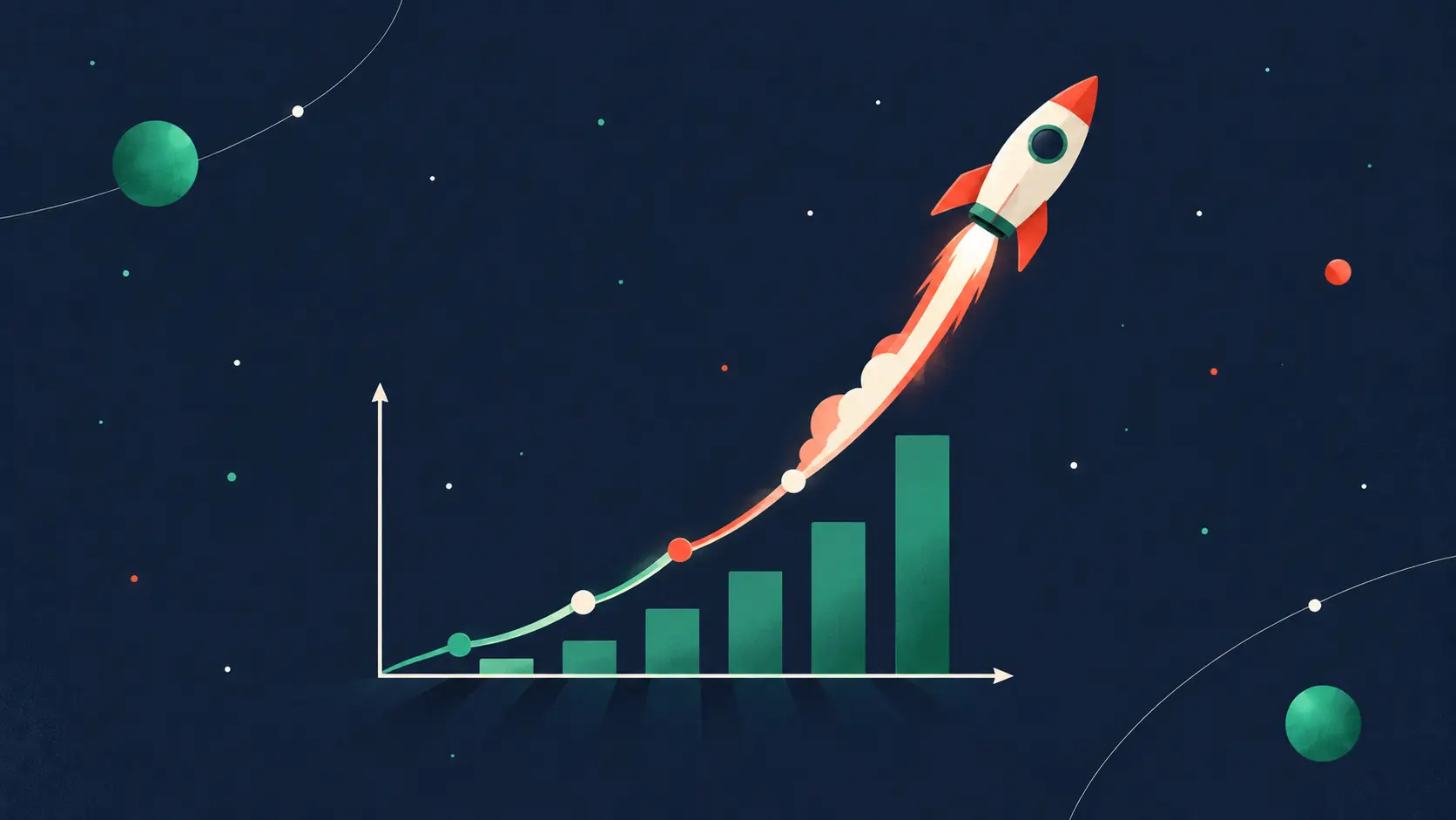 Courbe de croissance exponentielle dessinée sur un tableau blanc, symbole du growth hacking